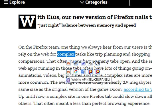 Search using the Weblio API URL.
