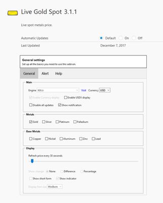 Option settings view