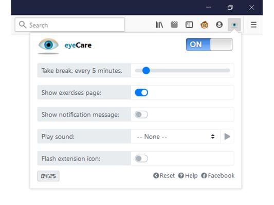 eyeCare settings page