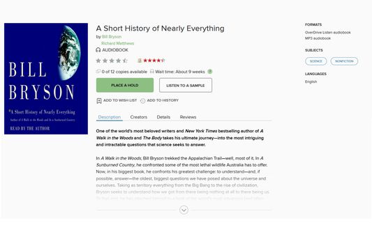 Goodreads rating (and link) added to the listing of this book on the Overdrive library page