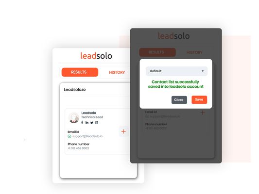 The contact information of hundreds of professionals will be displayed in this format once you open any company’s business website and click on the extension button.