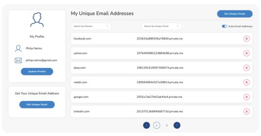 My List of Virtual Email Addresses