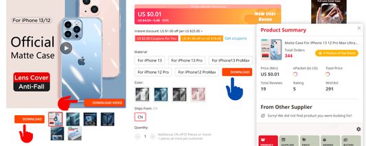 You can download all the images and videos of product from aliexpress product page