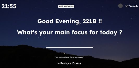 Upon entering your name you will be asked for your main focus