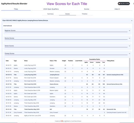 Four ways to view/group your scores