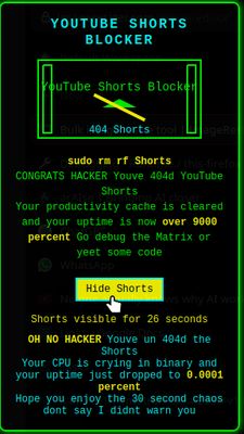 After clicking "Show Shorts"