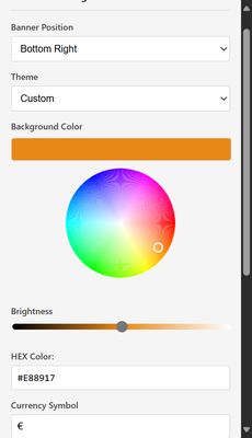 Kleuren kiezer met hex code