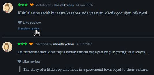 Translating a review not in the user's native language