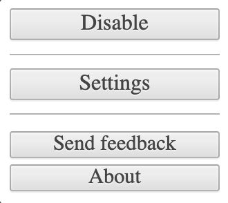 The popup when you click on the Extension itself