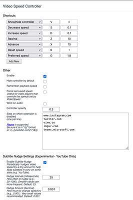 Extension Settings