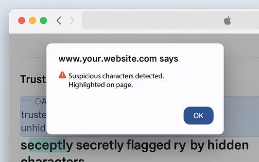Alerts about suspicious characters
Shows real-time notifications when problematic content is detected.