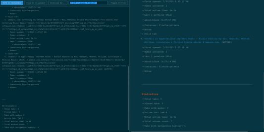 Editor mode to add notes about the saved tabs