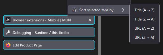 The add-on displayed on the tab context menu.