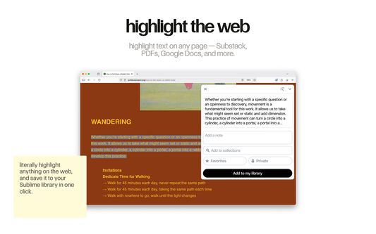 highlight the web
highlight text on any page — Substack, PDFs, Google Docs, and more.