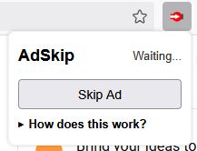 The AdSkip interface in it's "Waiting..." state.