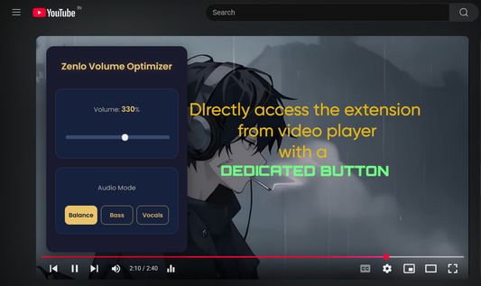 Directly control everything from video player . For only youtube this is a dedicated button .