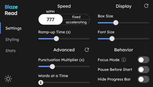 Settings Panel
