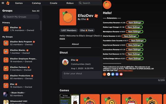 Groups Page Example