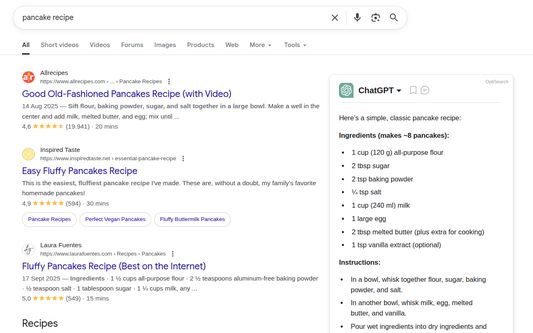 Use case of the extension inside Google result page